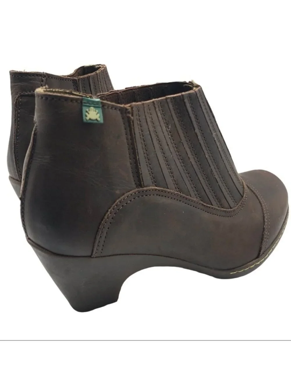 El Naturalista Womens Brown Leather Slip On Heeled Ankle Boots Size EU 37/US 7